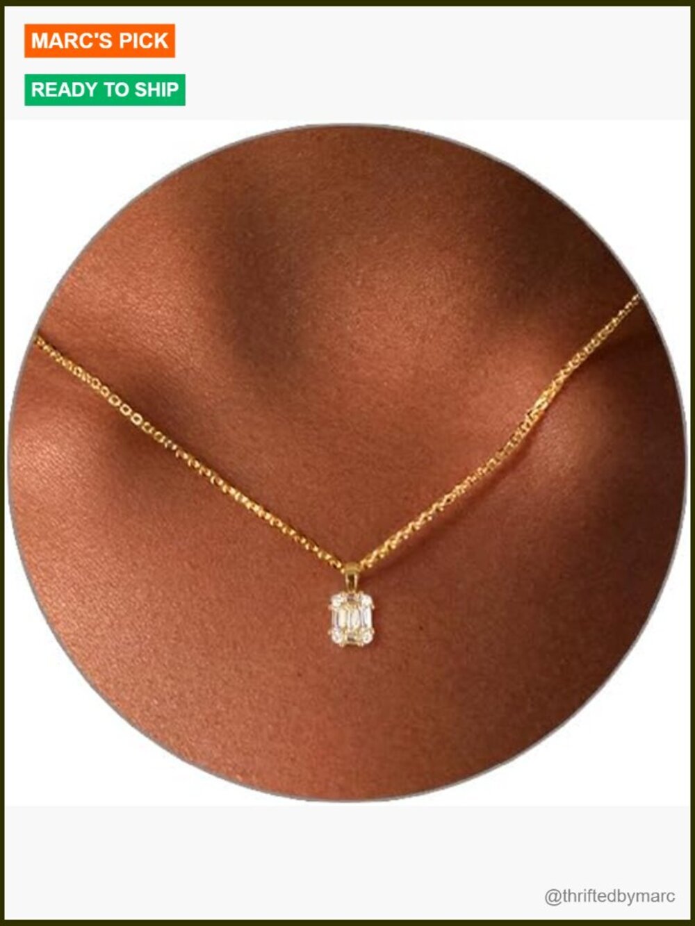 Diamond Pendant Necklace 18k Gold Plated Choker Simple Jewelry Gift